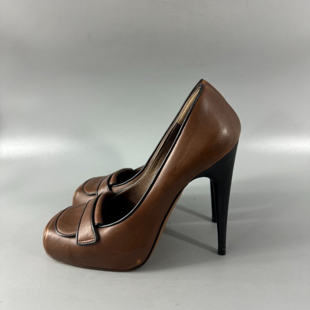 Authentic Marni Brown Leather Platform Square Toe… - image 5